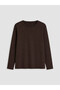 Two Mt Shop Quality Lcw Curve Brown Interlock Plain Loose & Loose Long Sleeve Women's T-Shirt - 3