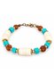 Turquoise White Beaded Bracelet – Stylish Accessory with Gold Detail and Brown Beads - 3
