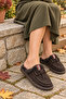 Women's Genuine Leather Faux Fur Brown Winter Slippers - Non-Slip and Lightweight Sole - 6