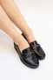 5521 Eren Shoes&Bag Genuine Leather Patent Leather Printed Buckle Detailed Wedge Heels Daily Stylish Elegant Comfortable Orthopedic Women's Shoes Real Leather Patent Leather Printed Black - 2