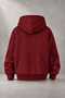 Unisex Broken Heart Printed Three Thread Combed Cotton Fabric Hooded Zippered Claret Red Cardigan - 2