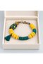 Yellow Green Beaded Tassel Bracelet – Stylish Accessory with Bronze Detailed Tree Figure - 3