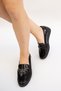 5521 Eren Shoes&Bag Genuine Leather Patent Leather Printed Buckle Detailed Wedge Heels Daily Stylish Elegant Comfortable Orthopedic Women's Shoes Real Leather Patent Leather Printed Black - 3