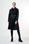 zipper detailed felted coat