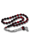 💎   Premium Shiny and Stylish Metal Tassel Burgundy Black Crimped Amber Prayer Beads
