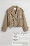 Women's Crop Trench Coat Biker Cut Double Breasted Buttoned Jacket Coat - 4