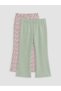 Two Mt Shop Quality Lcw Kids Ecru 2 Threaded Floral Tight & Slim Elastic Waist Girls' Leggings