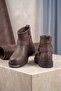 Hot Lined Zippered Orthopedic Non-Slip Sole Daily Leather Boots with Accessory Details - 5