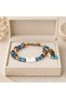 Blue and White Beaded Wooden Detailed Chain End Bohemian Design Women's Bracelet - 3