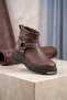 Hot Lined Zippered Orthopedic Non-Slip Sole Daily Leather Boots with Accessory Details - 3
