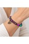 Green and Purple Beaded Bracelet – Stylish Daily Accessory with Bronze Detailing and Patterned Design