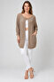 Women's Italian Style Bat Sleeve Oversized Mercerized Knitwear Tunic with Deep Front Slit - 2