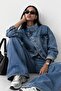 Women's Denim Jacket with High Collar and Asymmetrical Button Detail 52108009 - 3