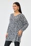 White Italian Leopard Pattern Long Sleeve Lycra Oversize Long Blouse 38 - 48 Size - 4