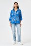 Saks Blue Italian Shawl Pattern Hooded Zippered Oversize Jacket Blouse 38 - 46 Size - 5