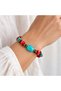 Red Turquoise Beaded Bracelet – Stylish Daily Accessory with Bronze Detailing and Patterned Design