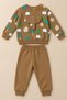 Baby Boy Set with Elephant Appliqué and Forest Pattern, 2-Piece Top and Bottom Set, Seasonal