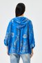 Saks Blue Italian Shawl Pattern Hooded Zippered Oversize Jacket Blouse 38 - 46 Size - 4