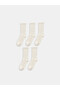 Two Mt Shop Quality Lcw Dream White Plain 5-Piece Pack Women's Socks