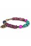 Green and Purple Beaded Bracelet – Stylish Daily Accessory with Bronze Detailing and Patterned Design - 2