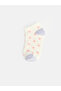 Alita City Ecru Patterned Girls' Booties Socks with a Difference - 2