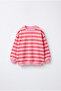 Girl's Pink Oversized Striped Sweatshirt
