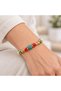 Turquoise Red Beaded Gold Detailed Colorful Women's Bracelet Stylish Daily Accessory
