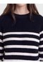 Alita City Lcw Modest Ecru Oval Neck Striped Women's Knitwear Sweater - 3