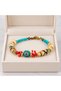 Turquoise Red Beaded Gold Detailed Colorful Women's Bracelet Stylish Daily Accessory - 3