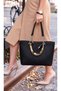 Women's Large Size Shawl Detailed Chain Strap Luxury Hand & Shoulder Bag Size: 35 X 24 cm - 2