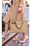 Women's Large Size Shawl Detailed Chain Strap Luxury Hand & Shoulder Bag Size: 35 X 24 cm - 7