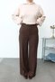 Brown Polyviscon Palazzo Trousers - 3