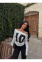 White Boat Neck Printed Blouse - 2
