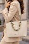Women's Large Size Shawl Detailed Chain Strap Luxury Hand & Shoulder Bag Size: 35 X 24 cm - 8