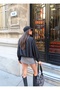 Women's Collar Button Detailed Zippered Flowy Balloon Sleeve Seasonal Jacket - 4