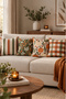 Set of 4 Autumn Themed Pumpkin Patterned Decorative Throw Pillow Covers - 43X43 cm Double Sided