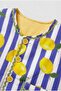 Children's Lemon Patterned Blue Striped Quilted Vest - 3