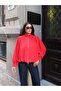 Women's Collar Button Detailed Zippered Flowy Balloon Sleeve Seasonal Jacket
