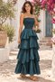 Petrol Blue Ibiza Strapless Layered Bohemian Dress - 2
