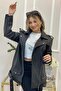 Long Oversize Black Women's Leather Jacket - 2