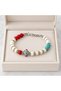 Red White Turquoise Bead Detailed Patterned Figured Stylish Women's Bracelet - 2