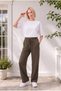Women's Khaki Palazzo Cut Combed Cotton Sweatpants High Waist Loose Leg Casual Comfortable - 4