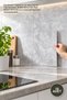 10 Pieces Gray Marble Pattern Wall Sticker – Self-Adhesive, Water, Moisture, Dust, and Oil Resistant, Wall Sticker Self-Adhesive Decorative Covering for Kitchen Bathroom