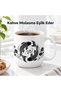Porcelain Mug with Koi Fish and Lotus Flower Pattern 300 ml Black and White Japanese-Inspired Coffee and Tea Cup with Handle Gift - 2