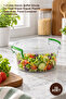 10 Pieces Round Storage Box – 1.2 Liter Volume Transparent Body and Green Clip-On Lid Plastic Food Container, Food Container