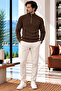 Half Zipper Detailed Raglan Sleeve Men's Basic Knitwear Sweater - 2