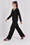 Comfortable Stretchy V-Neck Modal Suit Lrn0076 Black - 4