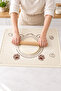 Cream Color Silicone Dough Rolling Mat 50 × 70 cm – Large Dough Preparation Mat with Printed Bear Pattern – 1 Piece - 6
