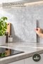 4 Pieces Gray Marble Pattern Wall Sticker – Self-Adhesive, Water, Moisture, Dust and Oil Resistant, Wall Sticker Self-Adhesive Decorative Covering for Kitchen Bathroom