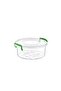 10 Pieces Round Storage Box – 1.2 Liter Volume Transparent Body and Green Clip-On Lid Plastic Food Container, Food Container - 2